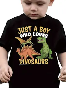 ”Just a Boy Who Loves Dinosaurs“ T-Shirt, Kids Dinosaur Lover Graphic Tee, Funny Dinosaur Gift for Boys