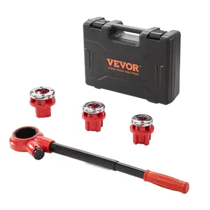 TikTokShopBlackFridayVEVOR Ratchet Pipe Threader Kit, 1/2" NPT, 3/4" NPT, 1" NPT Manual Ratcheting Pipe Threader, Portable Pipe Threading Tool Set with 3PCS NPT Dies, Storage Case for Galvanized Aluminum Iron Copper Pipes