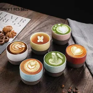 Concentrated Coffee Cup Ceramic Tasting Mug Handmade Latte Art Cup Coarse Clay Tea Cup, Premium Quality Espresso Drinkware, Coffee Shop Cups