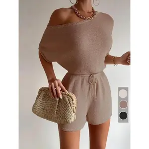 Women’s solid-color drawstring vest, summer basic casual batwing-sleeve crewneck vest, minimalist jumpsuit, fashionable women’s everyday wear, loose women’s clothing GARMENTARY