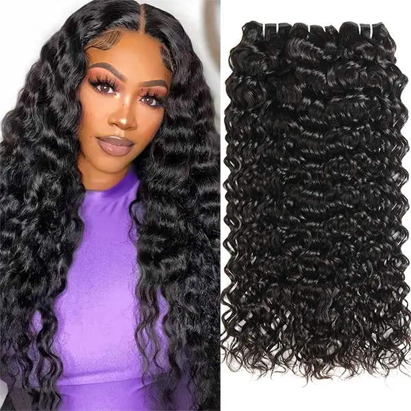 Quick Weave Extensions Water Wave/Deep Wave Bundles Virgin Human Hair Weave Extensions 1 3 4 Bundles