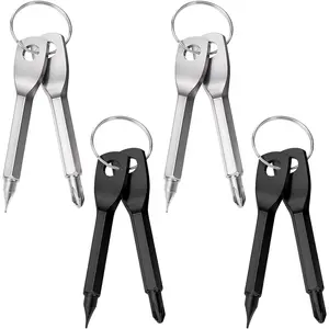 4 Set (8 Pcs) Portable Multifunction Keychain Screwdriver Mini Key Shape Travel Kits Outdoor EDC Screwdriver Keychain Tool Multitool Flathead Phillips Outdoor Cool Gadgets for Men