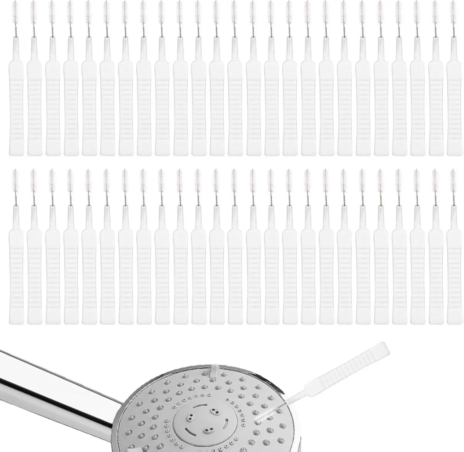 50pcs Shower Head Cleaning Brushes, 6cm Anti-Slip Grip Shower Cleaner Tool for Small Hole Nozzle Gaps, Anti-Clogging Crevice Brush for Household Bathroom Plumbing Maintenance (for Household Users)