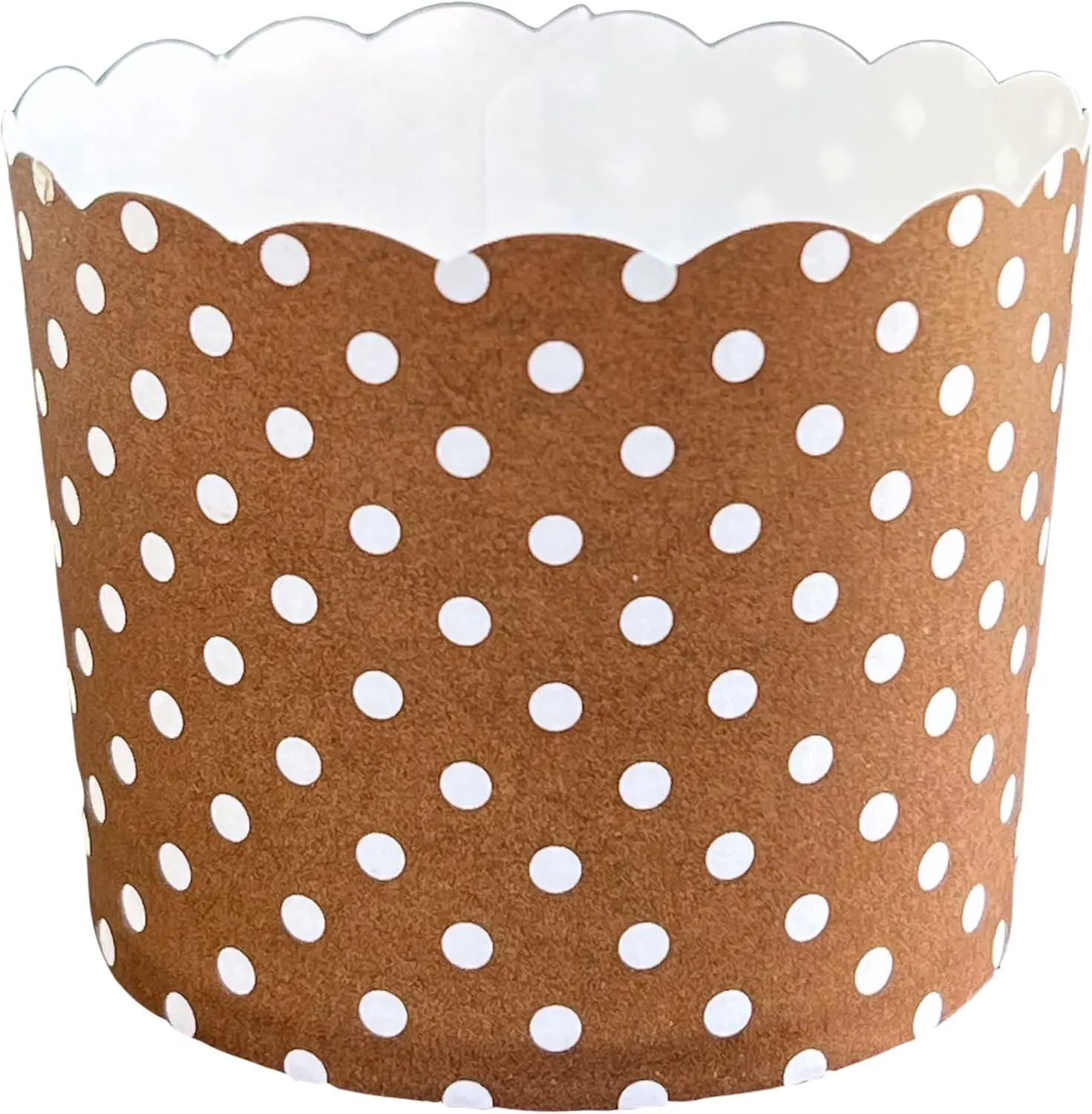 BAKE-IN-CUP Paper Baking Cups (Polka Dots), Greaseproof Disposable Cupcake Liners (Chocolate Brown, Large Cups (50-Pack))