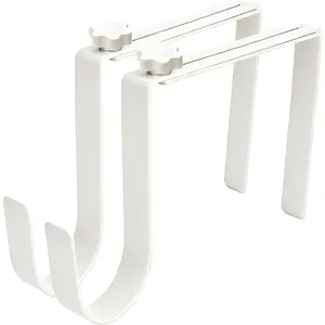 Wreath Hanger for Headstone, Adjustable 6"- 11", White 2 Pack, Non-Slip Sponge Grip, Fits Thick Upright Gravestone with Flat or Uneven Arched Tops, Easy Outdoor Cemetery Christmas Decor