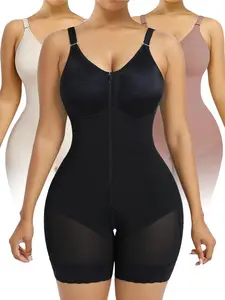 SCULPT-GLAM High Compression Bodysuit Backless Built-in Bra High Waist Full Body Faja with Zipper Crotch & Detachable Straps