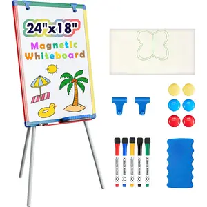 Dry Erae Board White Board for  24x18 inch Art Eael for   Tripod Whiteboard Art Eael and Flipchart Board with a Height-Adjutable tand  for
