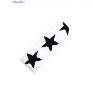 Unisex Knitted Embroidered Star Pattern Sports Headband, Y2K Style Fashion Hair Accessory for Gym and Casual Wear, Sweat-Absorbent Design, Sweat Absorbing Headband, Training Headband, Sweat Wicking Headband
