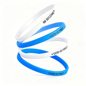 God Is First Bracelet, GOD IS FIRST IM SECOND Christian Silicone Bracelet, Engraved Faith Cross Rubber Wristband, Inspirational Religious Gift for Men Women