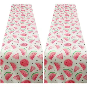 2 Pcs Watermelon Table Runner Watermelon Theme Tablecloth 14 x 72 Inch One in a Melon Party Decorations Summer Outdoor Table Runner for Wedding Birthday Party Baby Shower Garden Kitchen