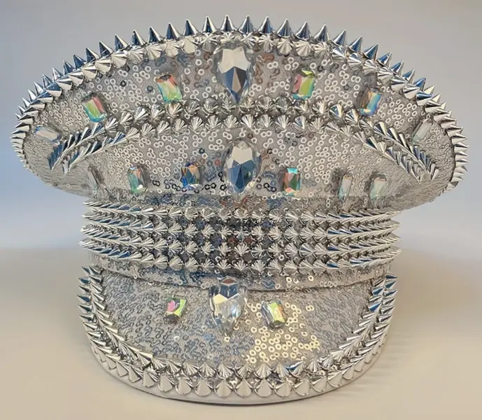 Glitter Carnival Captain Hats Luxury Diamond Sequin Captain Cap Bachelorette, Photo booth props, Carnival and music festivals Masks