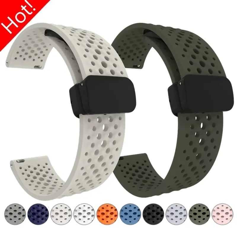 20 22mm for Garmin Venu 4 45mm/Venu 3 2 SQ Vivoactive 5 6 3 4 Magnetic loop Silicone Band Forerunner 265 255 165 570 645 Strap