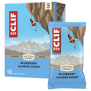 CLIF BAR - Blueberry Almond Crisp - Made with Organic Oats - Energy Bars - Non-GMO - Plant Based Protein Bars (10 Pack)