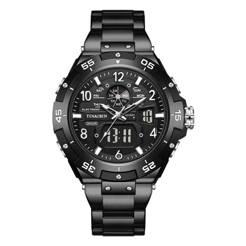 Men's Digital Analog Fashionable Watches, Luxury Watches, Couples Gifts, Casual Sporty Digital Watches for Men with Luminous Dial & Alarm Function, Modern Waterproof Watch with Digital Display for Men with Box, Accessories