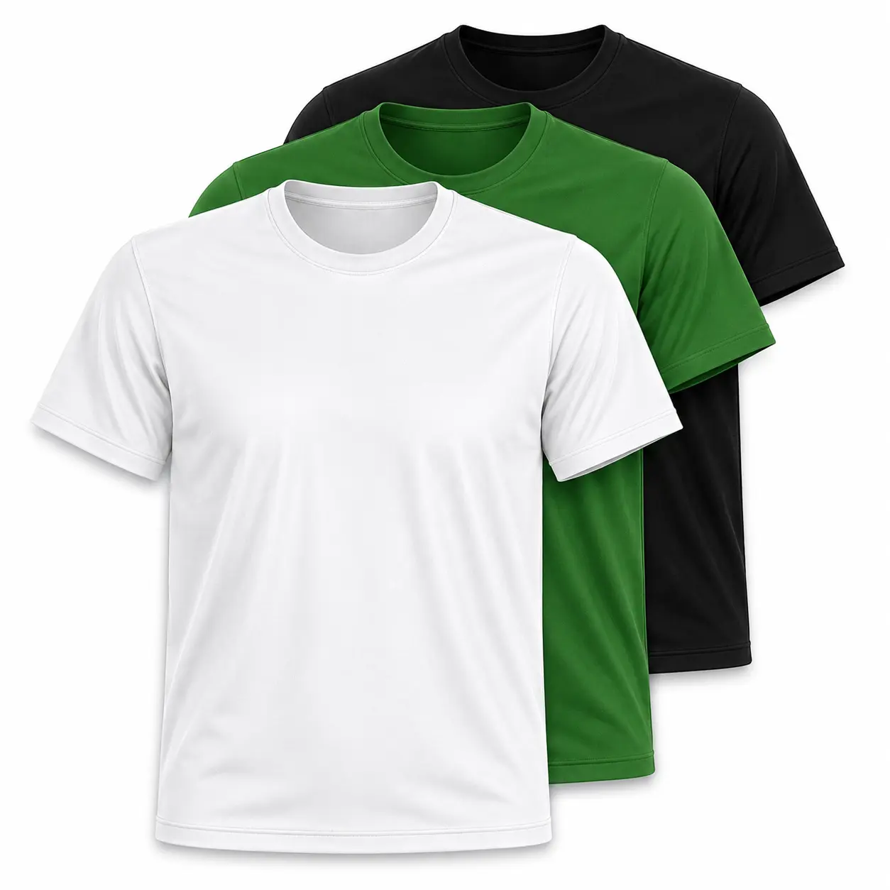 PEAKPRO 3-Pack Men's Short Sleeve Sport Round Neck T-Shirts, Breathable Quick Dry Polyester Athletic Performance Shirts for Running, Gym, Workout, Cycling & Fitness