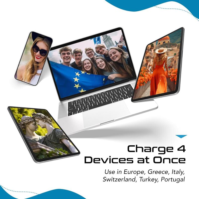 Compact 20W Europe Plug Adapter with Dual USB & USB-C - Ideal for Travel in Greece, Italy, Switzerland & More!