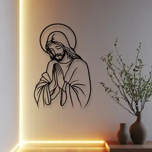 Large Jesus Iron Wall Art, Classic Christian Bedroom Home Decor, Easy to Hang Laser Cut Design, Moving Gift, Western Wall Art, Modern Iron Wall Decoration