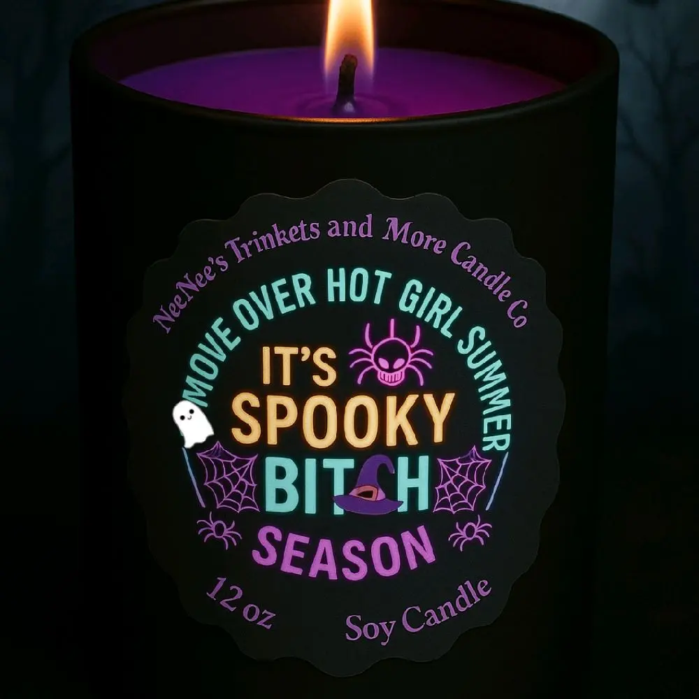 12 oz Spooky Bit*h Season- Lavender Haze Scented Soy wax Purple candle Girlfriend Gift Halloween Decor Aroma Gothic Ornaments Light Set Perfume Decoration