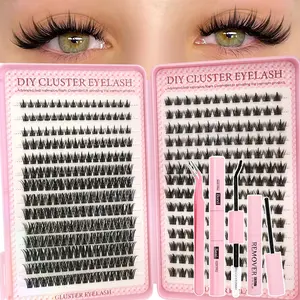 392pcs Fluffy False Eyelashes, D Curl, Mixed Length, Perfect for Beginners & Pros, Includes Glue, Tweezers, Remover, Party Ready