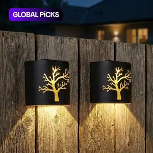 Solar Wall Lights, Tree Shaped LED Decorative Lights, IP44 Waterproof Solar Sconce Lights for Front Garden, Patio, Balcony & Stairway Decor