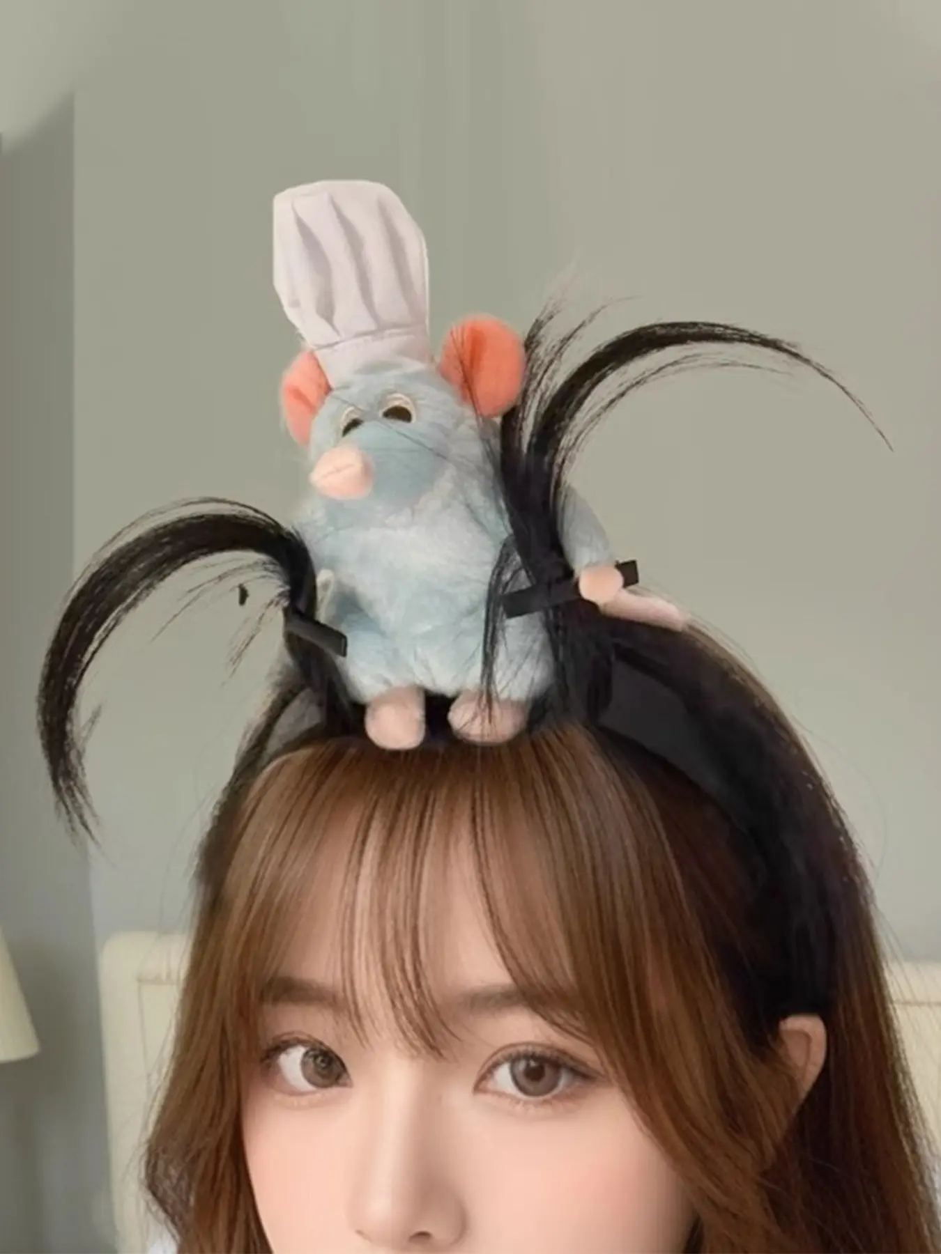 Cute Cartoon Mouse Plush Puffy Hairband for Women, Fun Halloween Makeup Prop, Adorable Party and Holiday Costume Headpiece, Headbands