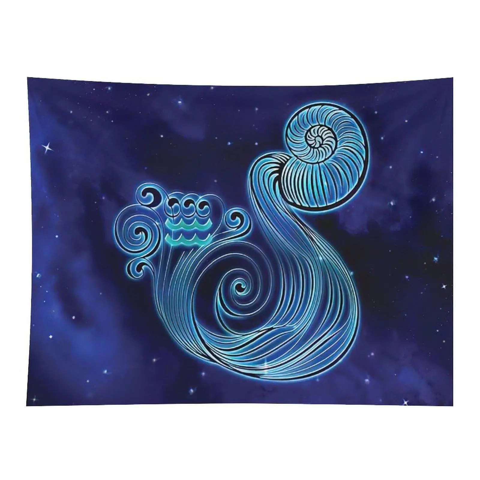 Aquarius Zodiac Tapestry Blue Celestial Water Bearer Wall Decor