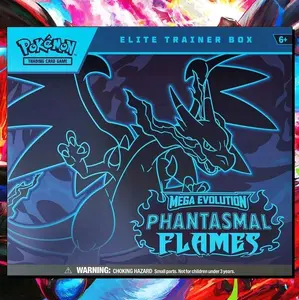 Pokémon TCG: Mega Evolution-Phantasmal Flames Elite Trainer Box - 9 Booster Packs, Full-Art Foil Promo Card, 65 Sleeves, 40 Energy Cards, Player's Guide, Dice & Coin
