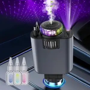 Smart Retractable Car Charger, Supports 66w Super Fast Charging, Dual Type-C & Lightning Adapters, Includes 3 Perfumes and Atmosphere Light