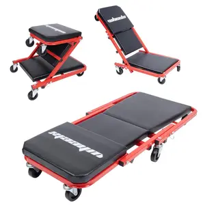 WheelX Mechanic Creeper |   36 Inches |   3-in-1/2-in-1/2-in-1 |   340lbs Capacity |   Foldable |   With 6pcs Wheels |   Under Car Auto Repair |   Red Black