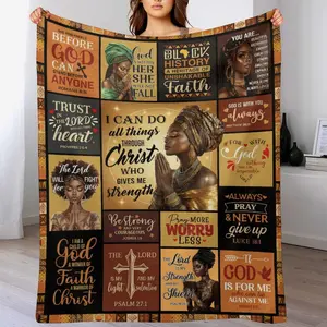 Christian Gifts for Women, African American Black Women Christian Blanket  , Inspirational Bible Verse Prayer Quilt, Religious Spiritual Gift Ideas for Birthday Christmas ， Faith Home Decor ，Mother's Day Gift for Mom