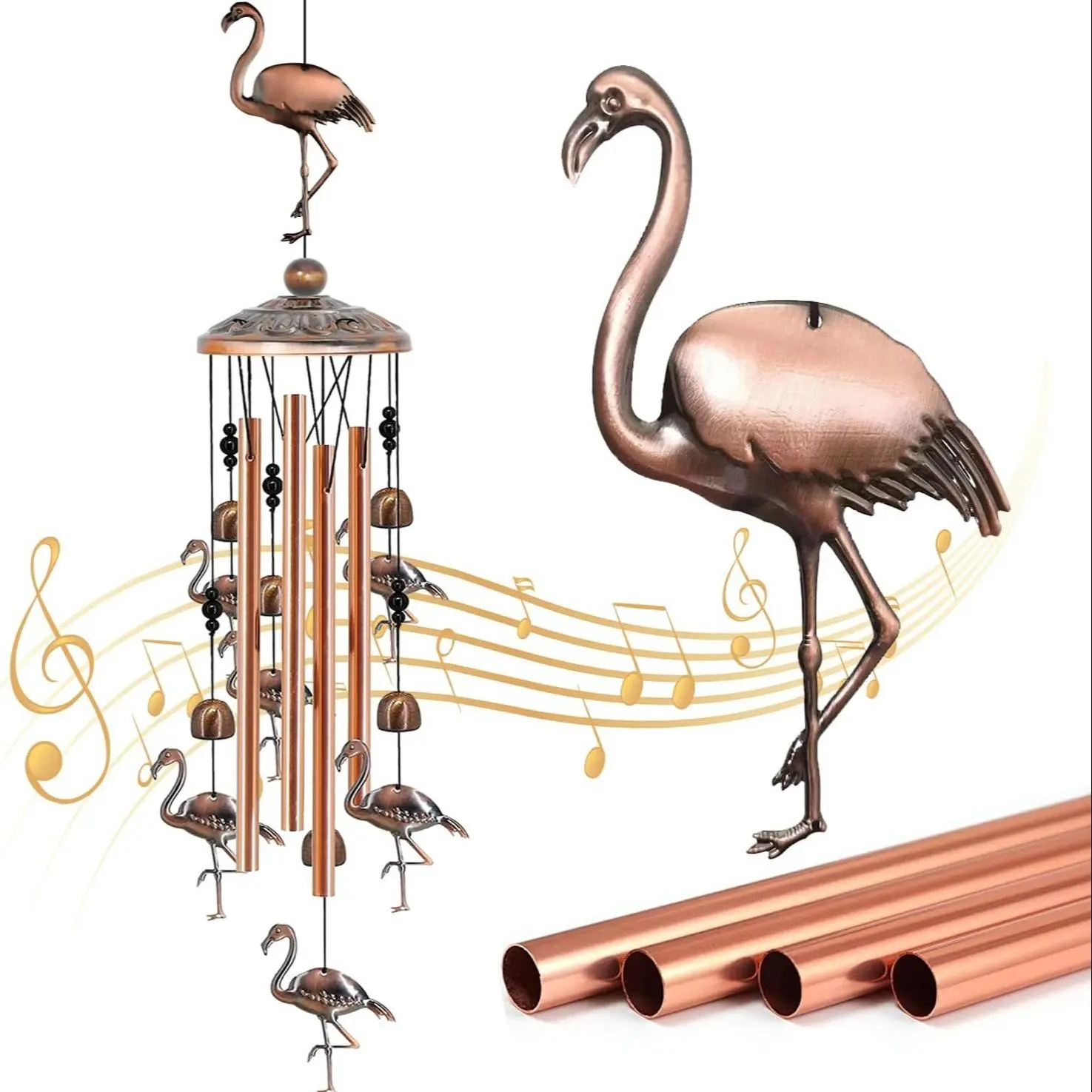 Creative Flamingo Design Wind Chime, Metal Wind Chimes, Outdoor Hanging Decoration, Garden Decoration Supplies for Home, Lawn, Front Porch, Patio and Garden, Outdoor Wind Chimes