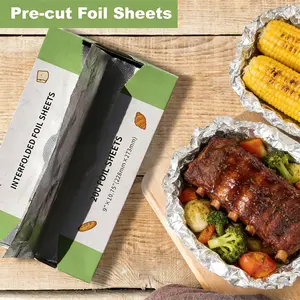 200 Count 9/12x10.75 Inch Pre-Cut Aluminum Foil Sheets, Heavy Duty Pop-Up Food Wrappers, Non-Stick Oil Heat Resistant, Keep Food Warm for Burgers, Sandwiches, Burritos, Ideal for Home, Restaurant, Food Truck