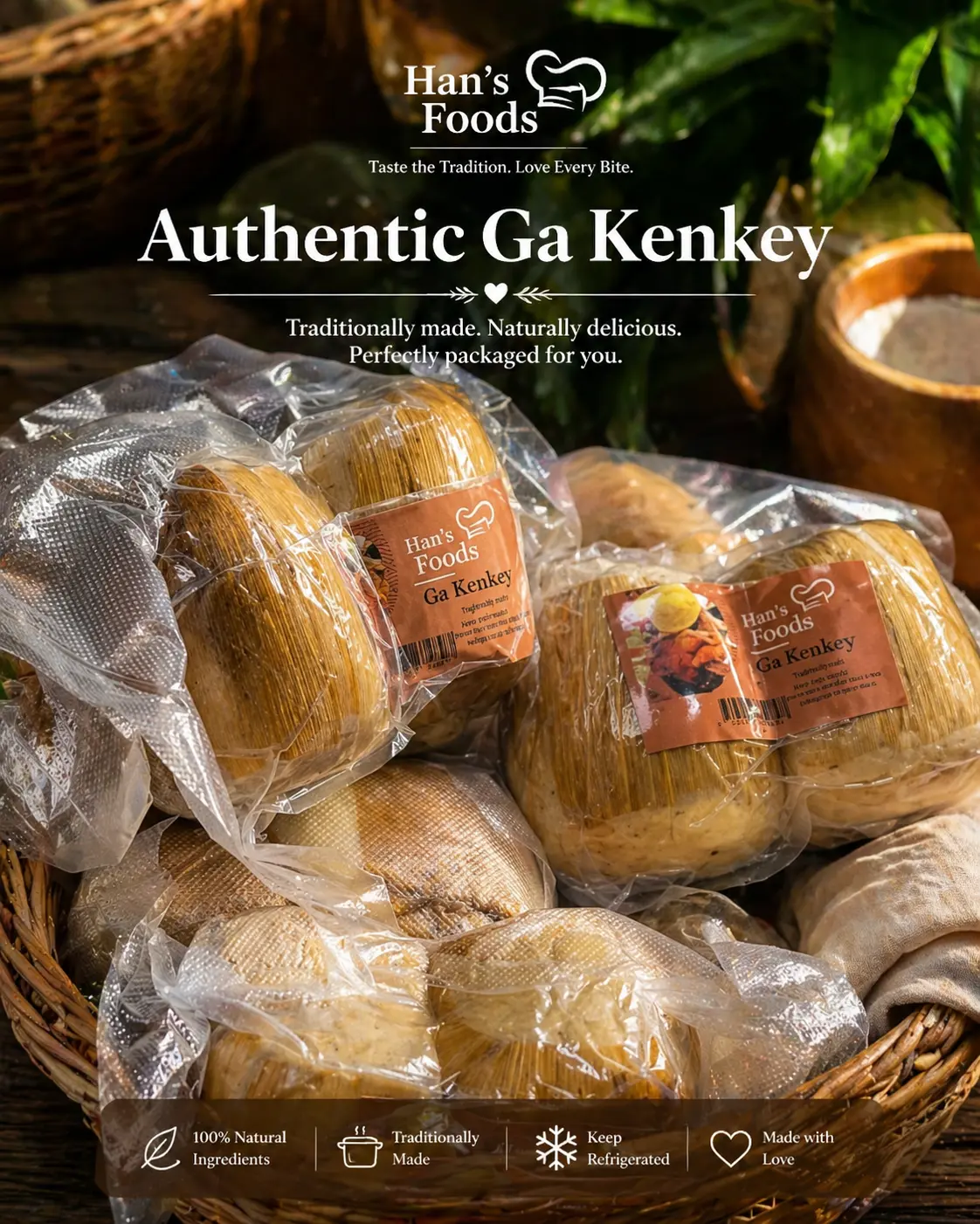 Han’s Foods Kenkey – Authentic Ghanaian Kenkey (6 Pieces)