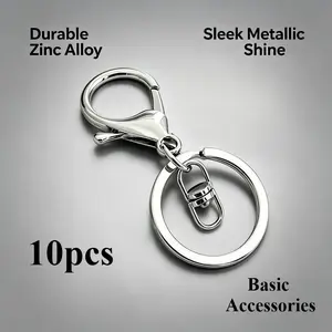 10-Piece Zinc Alloy Keychain Set, Lobster Clasp Key Ring, 8-Link Chain, DIY Craft Accessories, Anti-Loss Key Holder