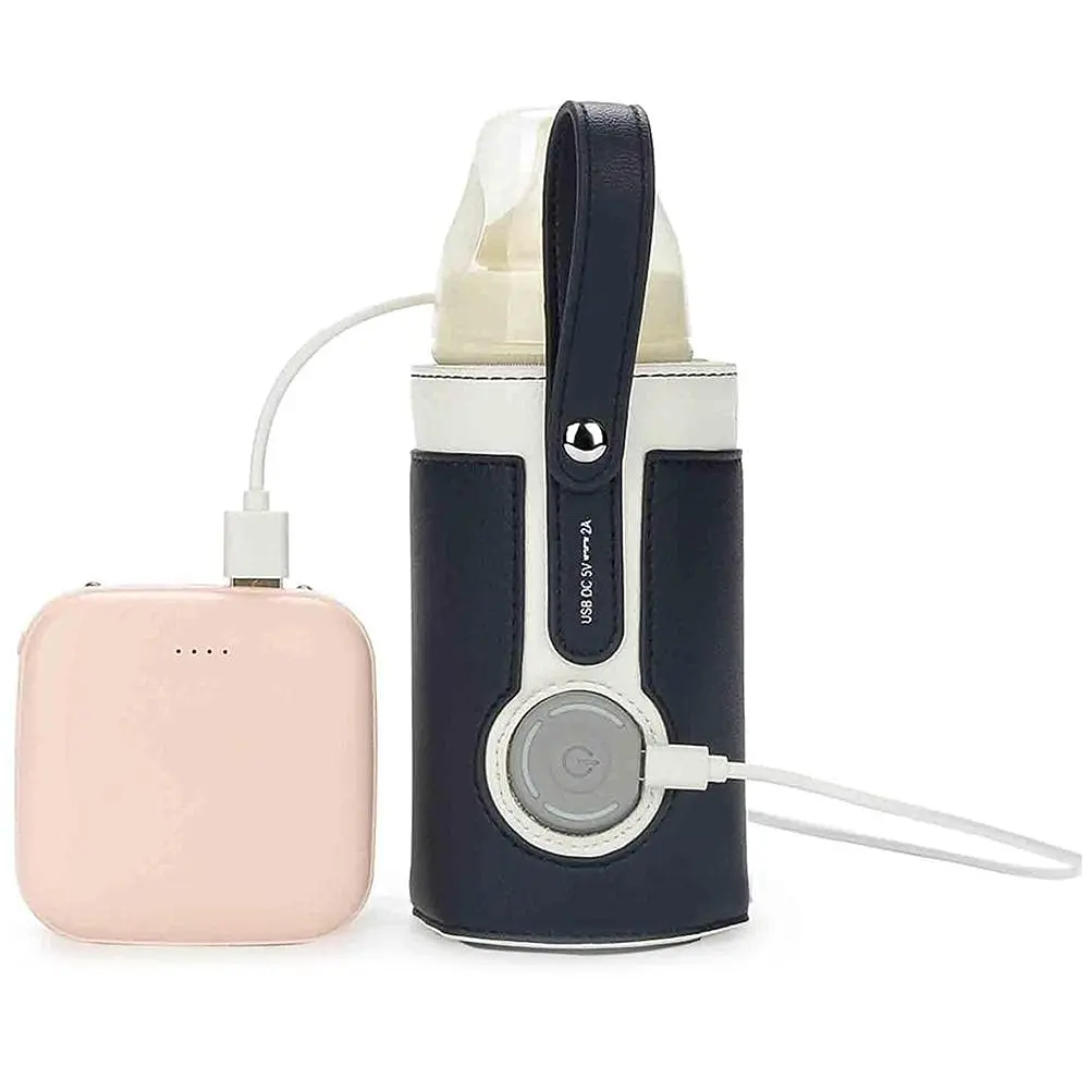 3 Temperature Adjustable Portable Baby Bottle Warmer, Portable Car Travel Bottle Warmer USB Milk Heat Keeper Baby Bottle Warmer (Navy blue)