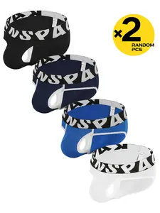 2/3/4 Pack Random Color Men's Sexy Slim-Fit Triangle Underwear Daily Briefs Set Trendy Casual Style Space Capsule Pouch High Elastic Breathable Fabric for Daily & Home Wear