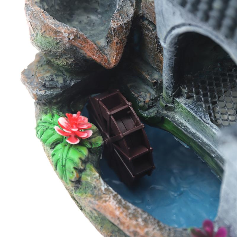 CNCEST Desktop Mini Waterfall Fountain Meditation Ornament Stress Relief W/ Light LED Decoration Landscape Relaxation Indoor Waterfall for home