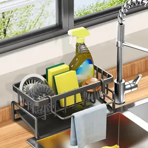 Stainless Steel Self-Service Storage Organizer, Detachable Brush Holder, Kitchen Sink Rack, Dishwashing Brush Cleaning Accessories