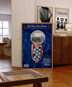 Disco Newspaper Headline Poster, Retro Bar Cart Wall Art, 70s Prints, Magazine Cover Print, Party Poster, Disco Ball Print, New York News