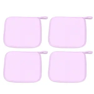 Unique Bargains 4pcs Makeup Removal Cleaning Cloth, Washable Reusable Makeup Remover Cleaning Towels for Most Skin Types, Purple, 8"x8"