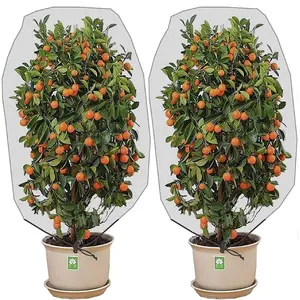 Insect Bird Barrier Netting Mesh with Drawstring, 2 Counts/set Garden Bug Netting Plant Cover, Fruit Tree Net for Protect Plant Fruits Citrus Flower from Insect Bird Eating, Plant Protection