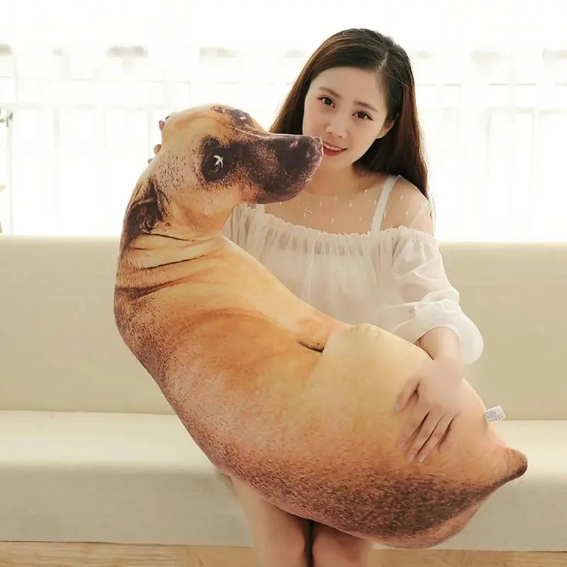 50cm Lifelike Plush Dog sofa Pillow Moon Shape 3D Cute Bend Dog Printed Throw Pillow Children Favorite Toy Cushion for Home
