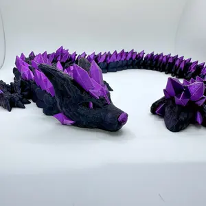 3D Printed Crystal Wolf Dragon Figurine - Decorative Gift for Home or Gifts
