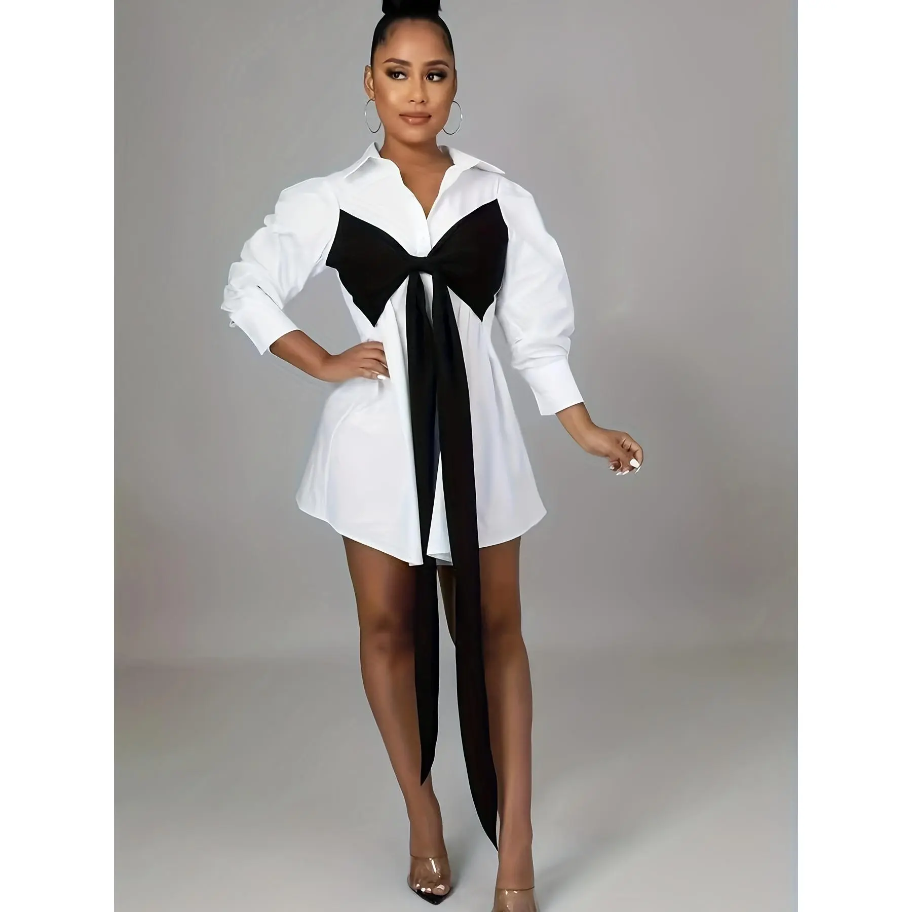 Women's Long-Sleeve Lace Tie-Front Lapel Collar Shirt Dress - Basic Solid Color Polyester-Spandex Blend Casual All-Season Womenswear - TikTok Shop Women's Long-Sleeve Lace Tie-Front Lapel Collar Shirt Dress - Basic Solid Color Polyester-Spandex Blend Casual All-Season Womenswear - TikTok Shop