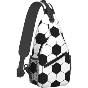 Sling Bag for Women Men, Crossbody Sling Backpack Chest Daypack Cross Body Bag Shoulder Bag (Soccer)