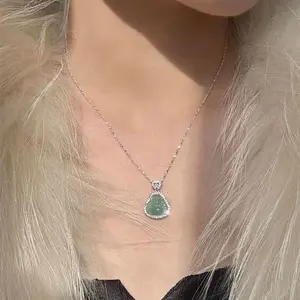 New Chinese Style Zircon Smiley Face Maitreya Buddha Pendant Necklace for Women High-end Light Luxury Niche Elegant Design Sense Neck Chain Wealth-attracting