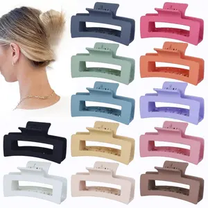 12 Pcs Medium Hair Clips, 3.5 Inch, Colorful - Hair Clips for Thick and Thin Hair, Square Claw Clips, Jaw Clips, Bulk Hair Accessories for Women and Girls