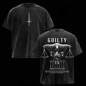 Men's Short-Sleeve Jujutsu Kaisen Hiromi Higuruma T-Shirt, Vintage Washed Distressed Breathable Fabric, Judgeman Domain Expansion Manga Print, Oversized Soft Cotton Unisex Casual Streetwear Top, Ideal Gift for JJK Fans