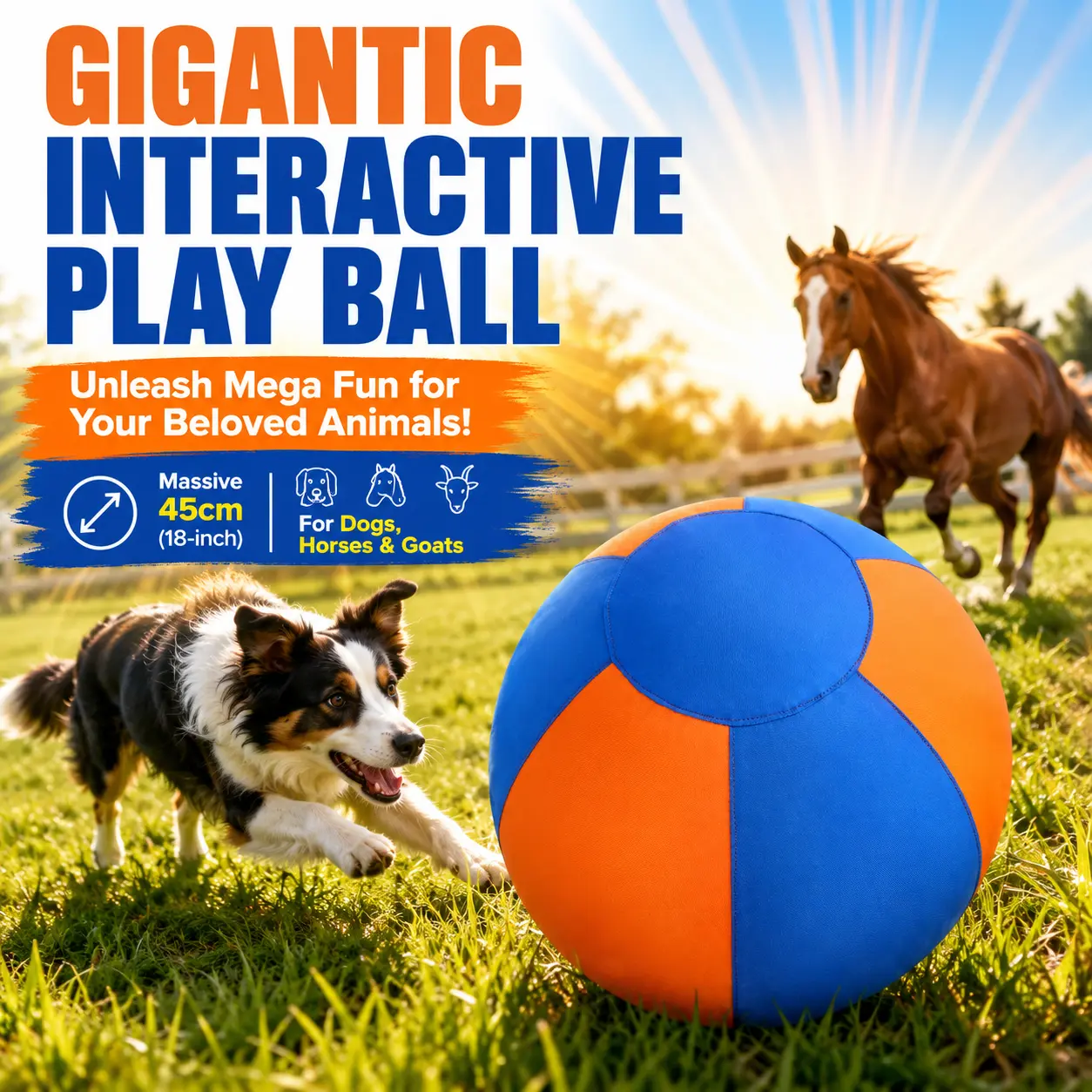 Gigantic Interactive training Play Ball for Dogs and Horses, Heavy-Duty Herding Ball, All-Weather Oversized Outdoor pet Toy for Large Dogs, Goats & Farm Animals ball toys big ball