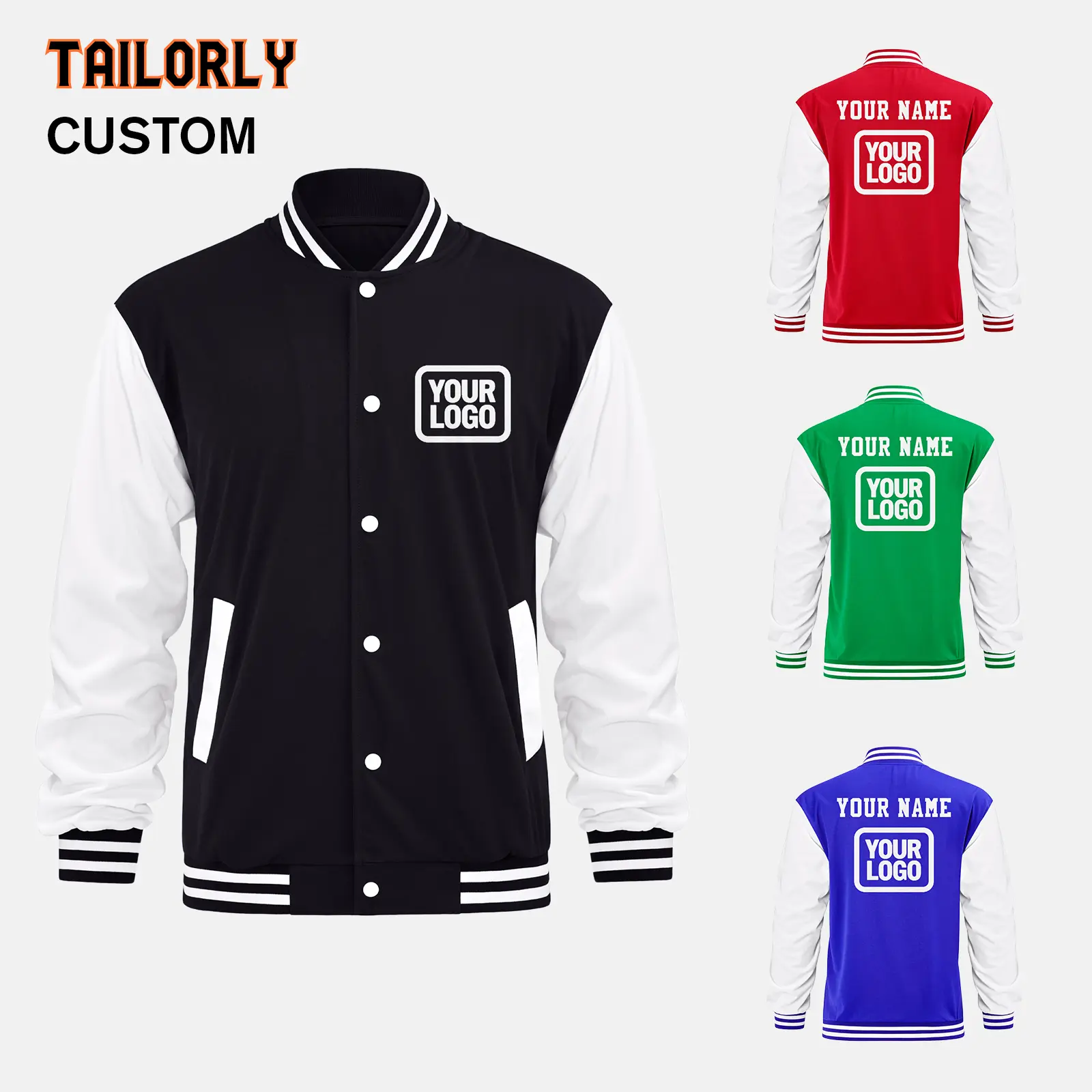 Men's Stylish Letter Print Lightweight Baseball Varsity Campus Jacket - Long Sleeve, Casual, Comfortable, Non-Thick, Customizable Top for Spring & Autumn Commuting, Personalized Name/Logo Team Uniform